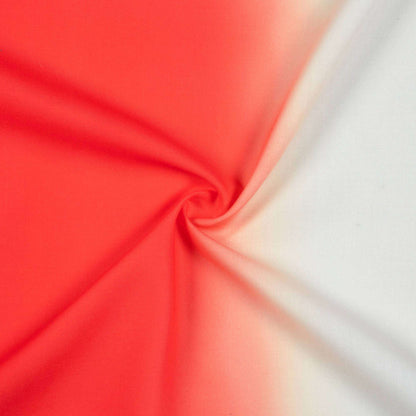 Candy Apple Red And Off White Ombre Pattern Digital Print Rayon Fabric - Fabcurate