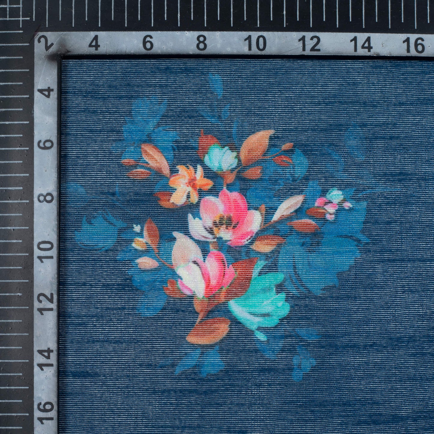 Yale Blue And Pink Floral Pattern Digital Print Banglori Art Silk Fabric