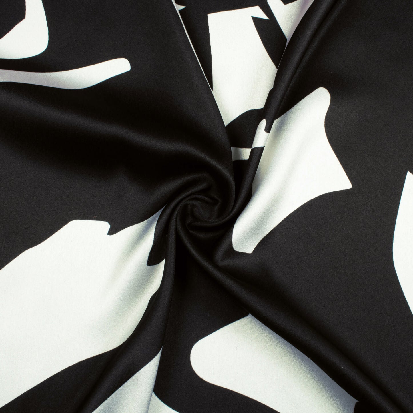 Black And White Abstract Pattern Digital Print Japan Satin Fabric