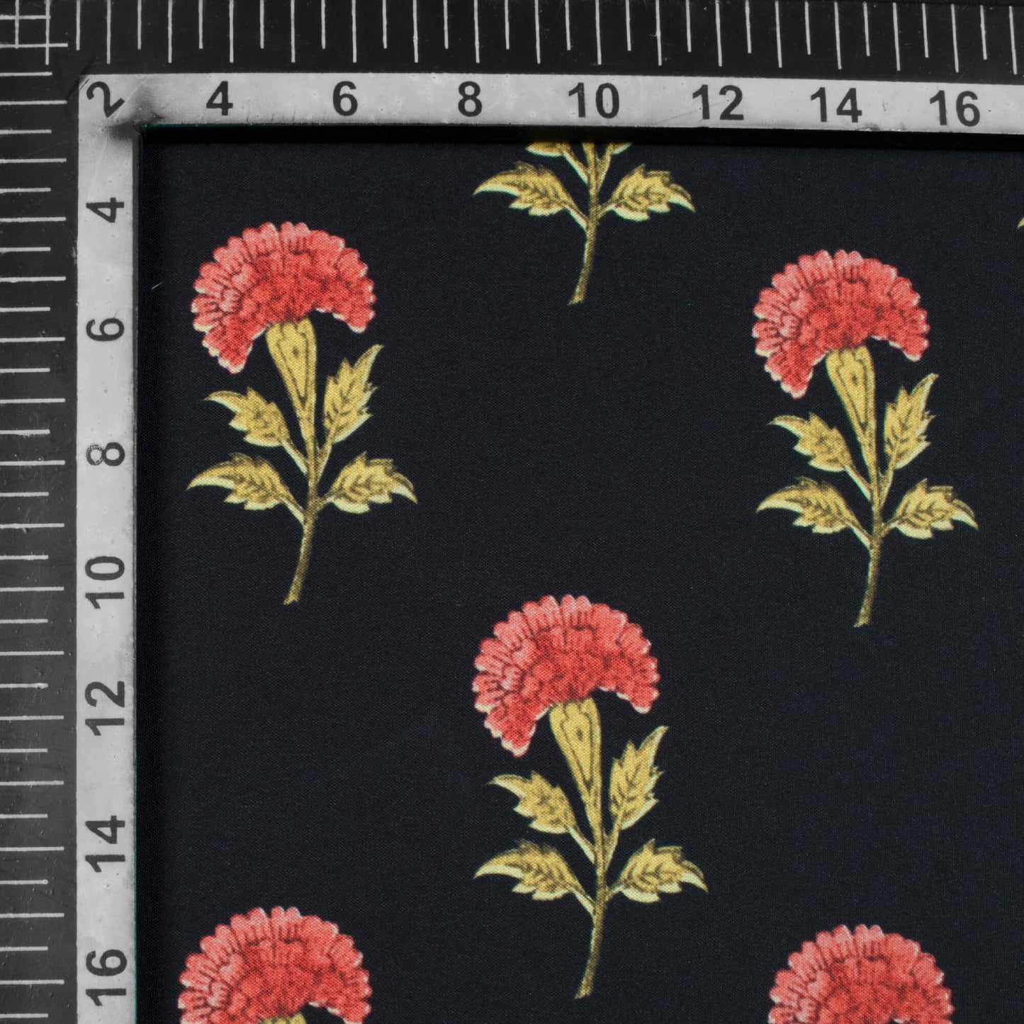 Black And Cerise Pink Floral Pattern Digital Print Ultra Premium Butter Crepe Fabric - Fabcurate