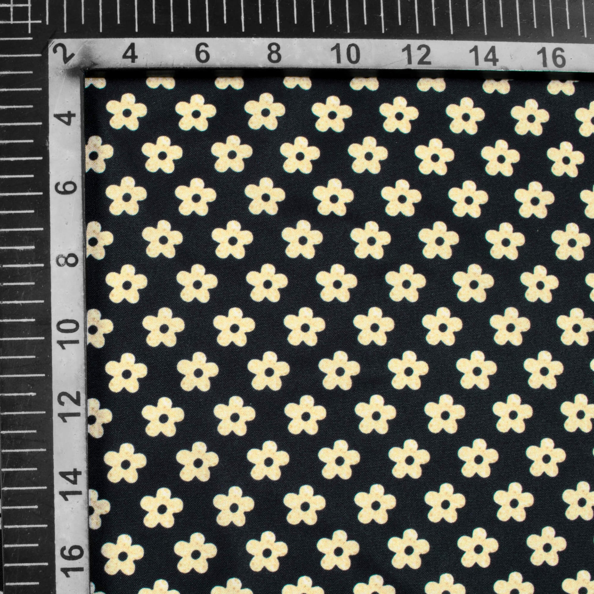 Black And Beige Floral Pattern Digital Print Ultra Premium Butter Crepe Fabric - Fabcurate