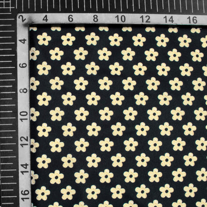 Black And Beige Floral Pattern Digital Print Ultra Premium Butter Crepe Fabric - Fabcurate