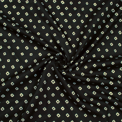 Black And Off White Bandhanii Pattern Digital Print Ultra Premium Butter Crepe Fabric