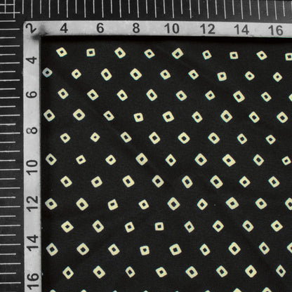 Black And Off White Bandhanii Pattern Digital Print Ultra Premium Butter Crepe Fabric