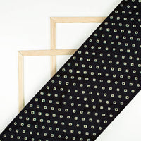 Black And Off White Bandhanii Pattern Digital Print Ultra Premium Butter Crepe Fabric