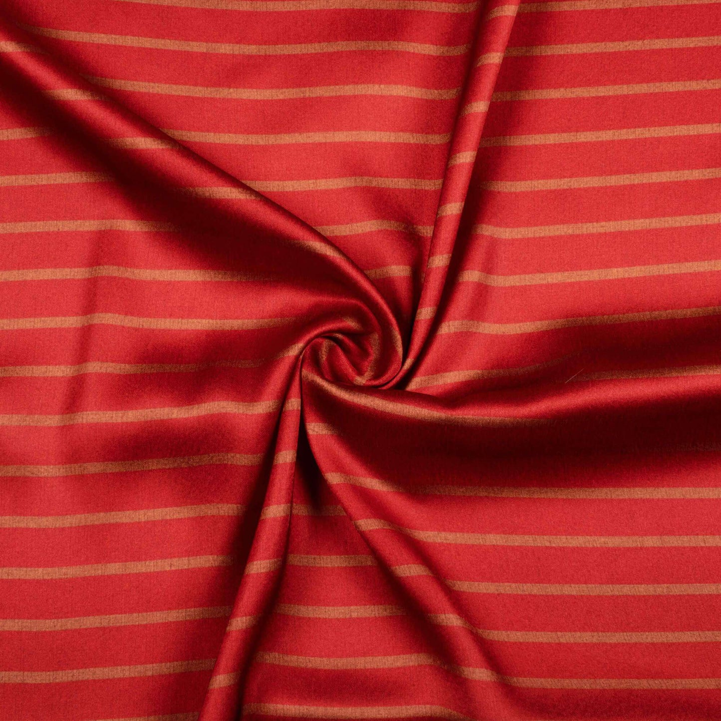 Vermilion Red And Brown Stripes Pattern Digital Print Japan Satin Fabric - Fabcurate