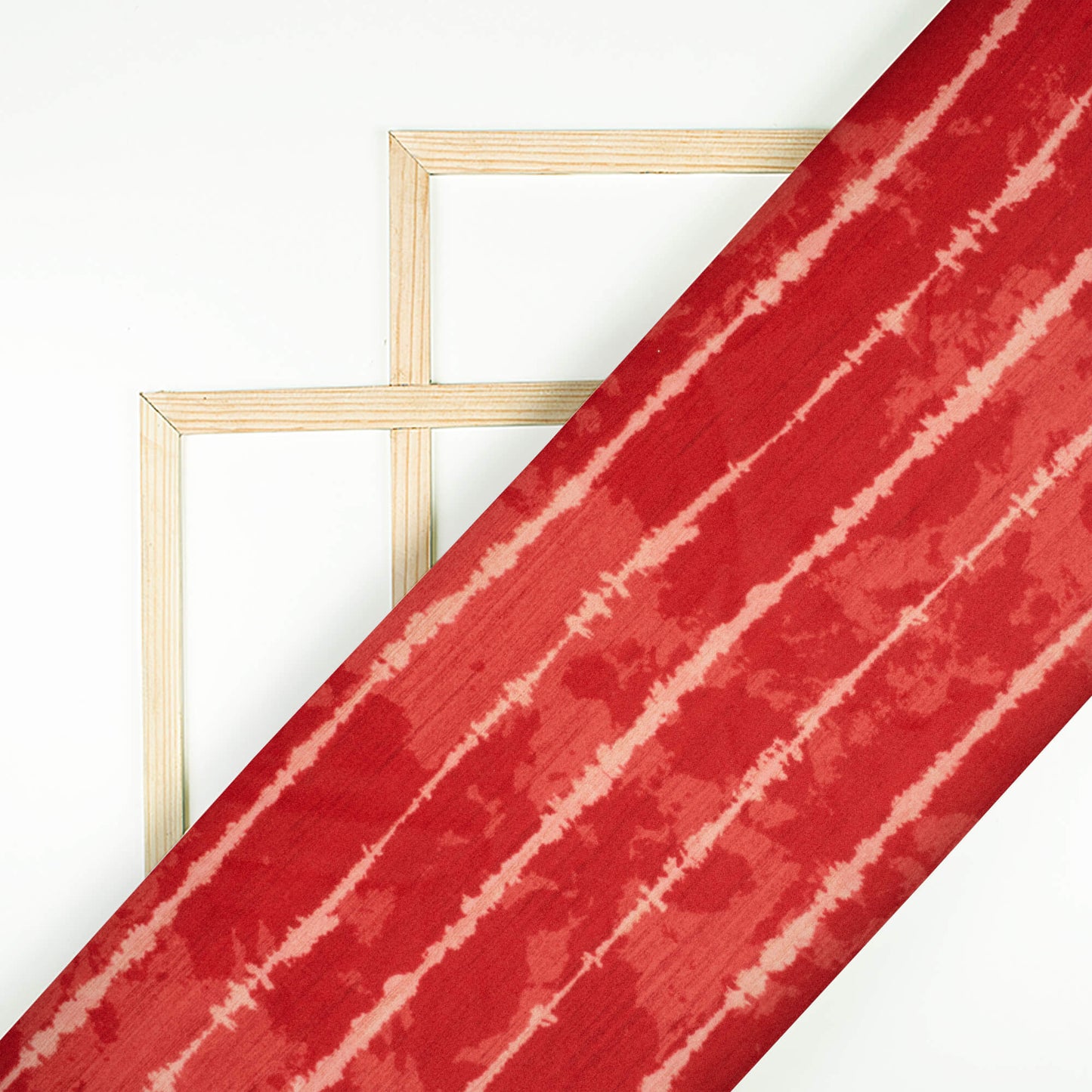 Cherry Red Shibori Pattern Digital Print Ultra Premium Butter Crepe Fabric - Fabcurate