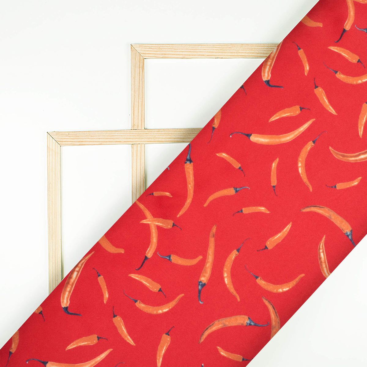 Vermilion Red And Orange Quirky Pattern Digital Print Japan Satin Fabric - Fabcurate