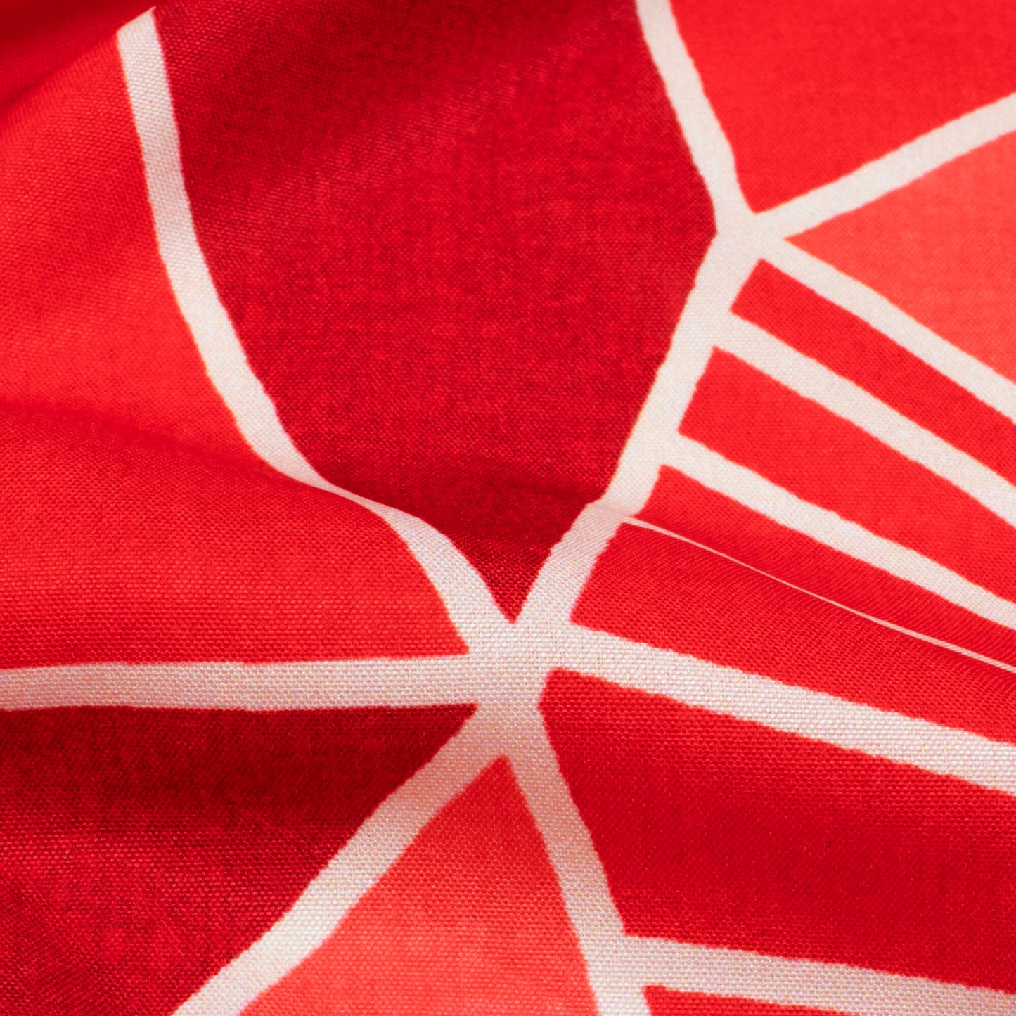 Vermilion Red And Sand Beige Geometric Pattern Digital Print Ultra Premium Butter Crepe Fabric - Fabcurate