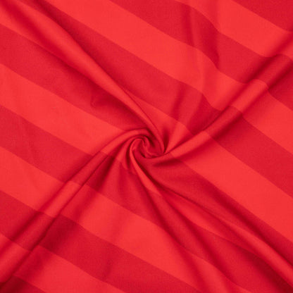 Vermilion Red Stripes Pattern Digital Print Ultra Premium Butter Crepe Fabric - Fabcurate