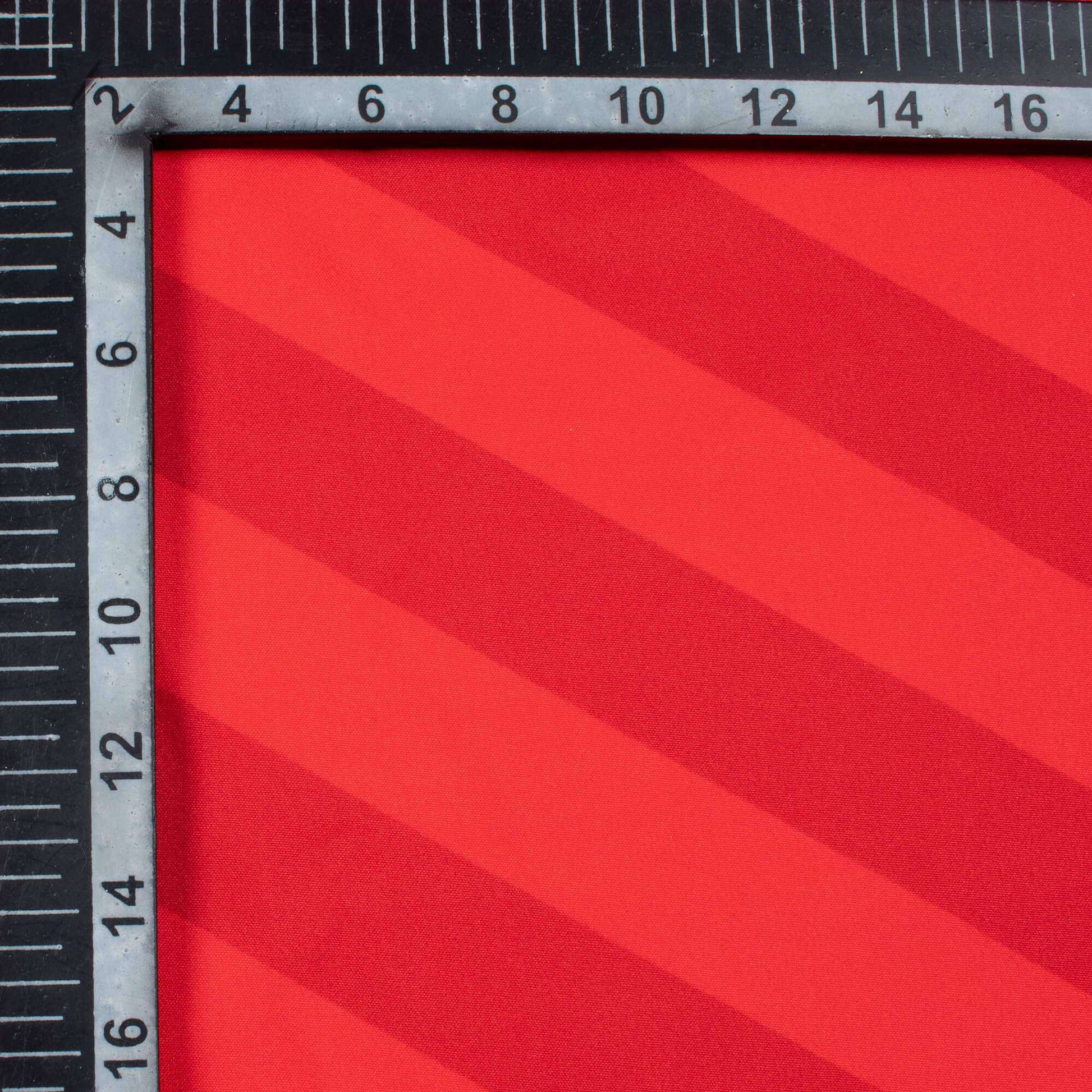 Vermilion Red Stripes Pattern Digital Print Ultra Premium Butter Crepe Fabric - Fabcurate