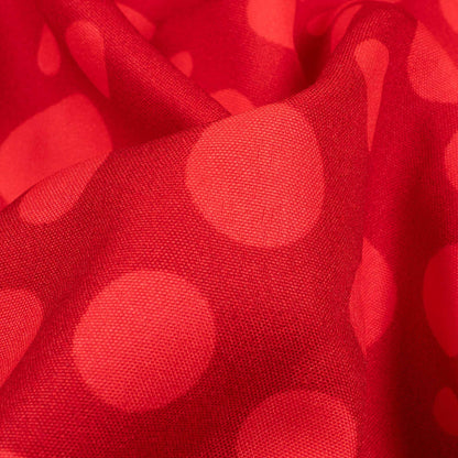 Vermilion Red Polka Dots Pattern Digital Print Ultra Premium Butter Crepe Fabric - Fabcurate