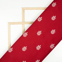 Vermilion Red And Off White Booti Pattern Digital Print Ultra Premium Butter Crepe Fabric - Fabcurate