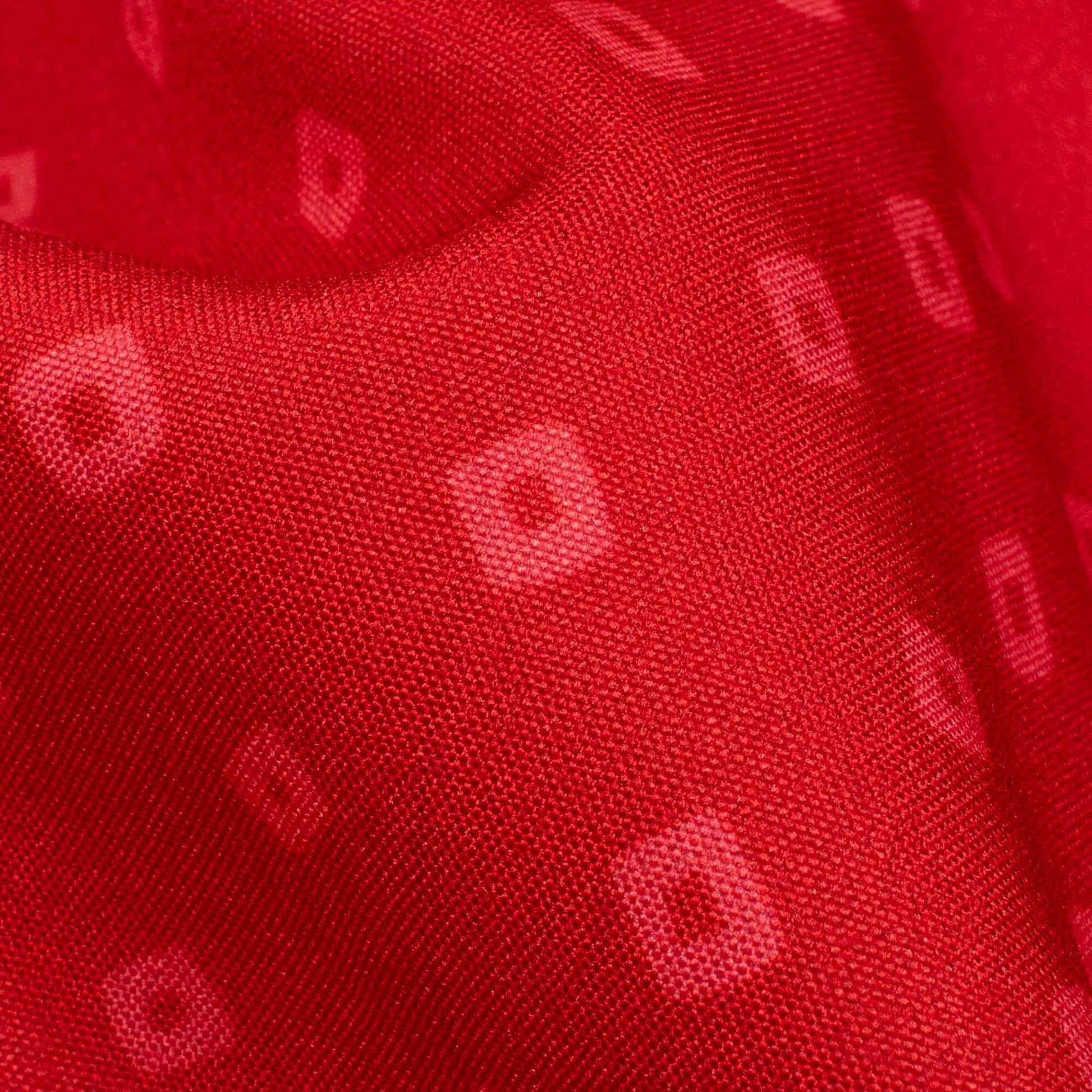 Vermilion Red Bandhani Pattern Digital Print Ultra Premium Butter Crepe Fabric - Fabcurate