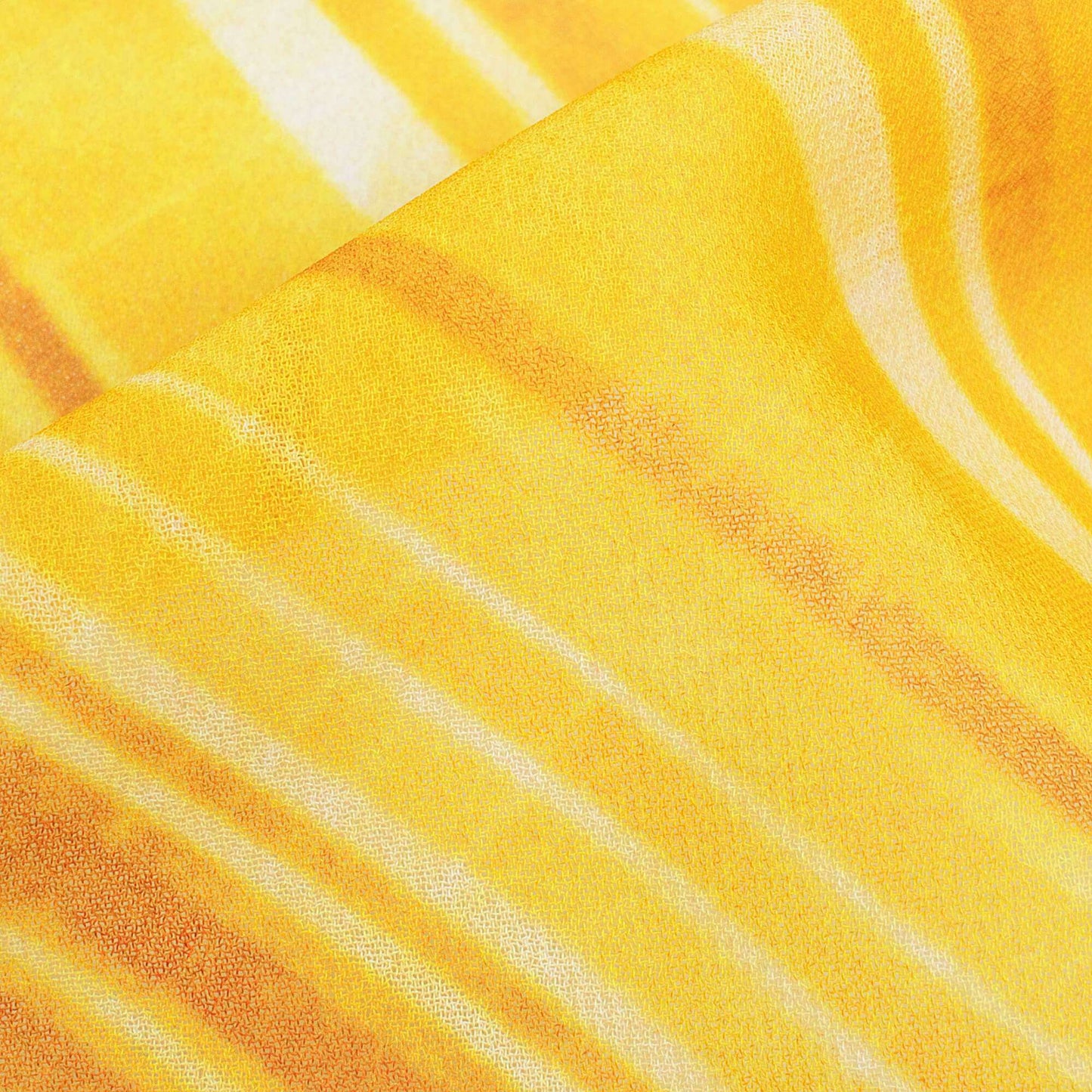 Bright Yellow Stripes Pattern Digital Print Georgette Fabric - Fabcurate