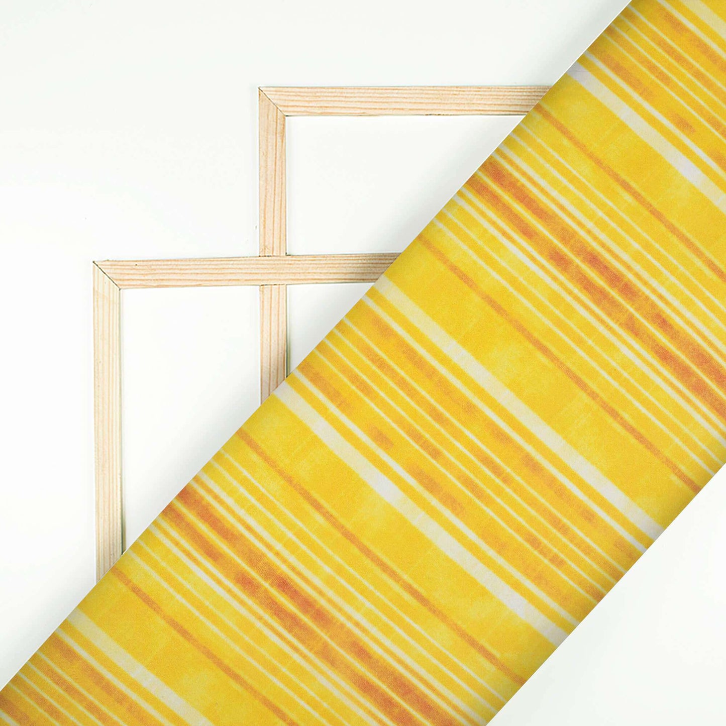Bright Yellow Stripes Pattern Digital Print Georgette Fabric - Fabcurate