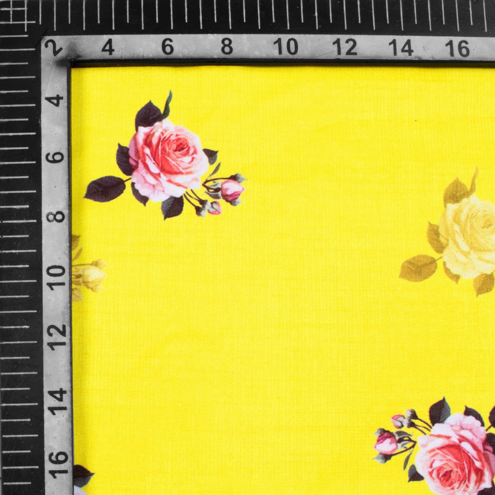 Sunshine Yellow And Taffy Pink Floral Pattern Digital Print Ultra Premium Butter Crepe Fabric - Fabcurate