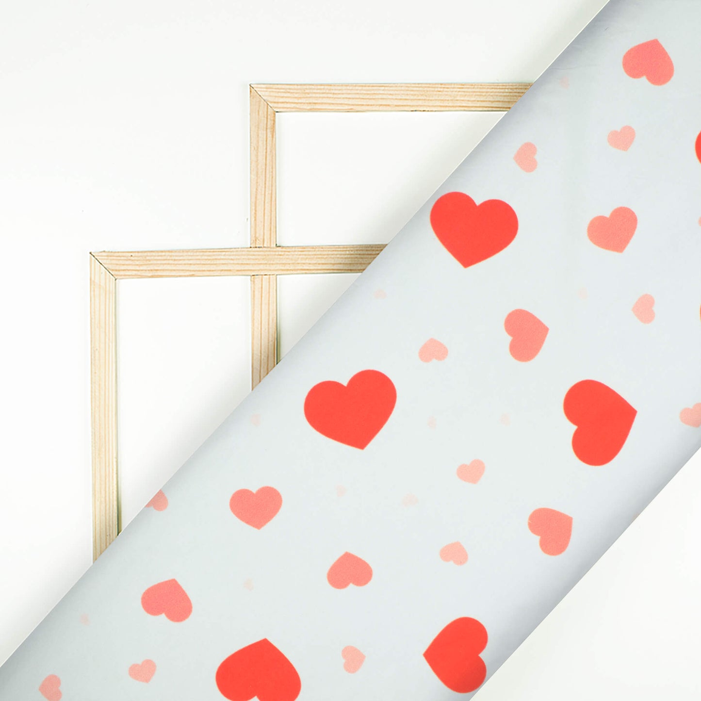Snow White And Red Heart Pattern Digital Print Ultra Premium Butter Crepe Fabric - Fabcurate
