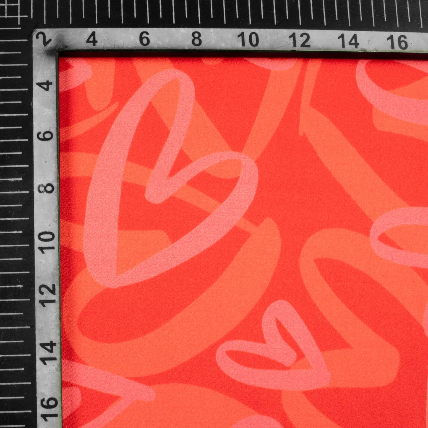 Cherry Red And Taffy Pink Heart Pattern Digital Print Japan Satin Fabric