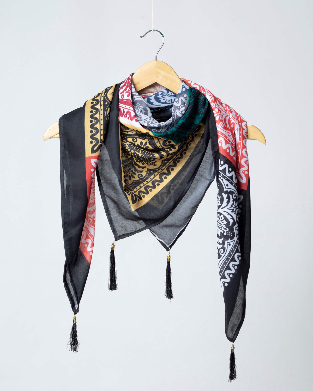 Multi-Color Traditional Pattern Digital Print Poly Voile Scarf