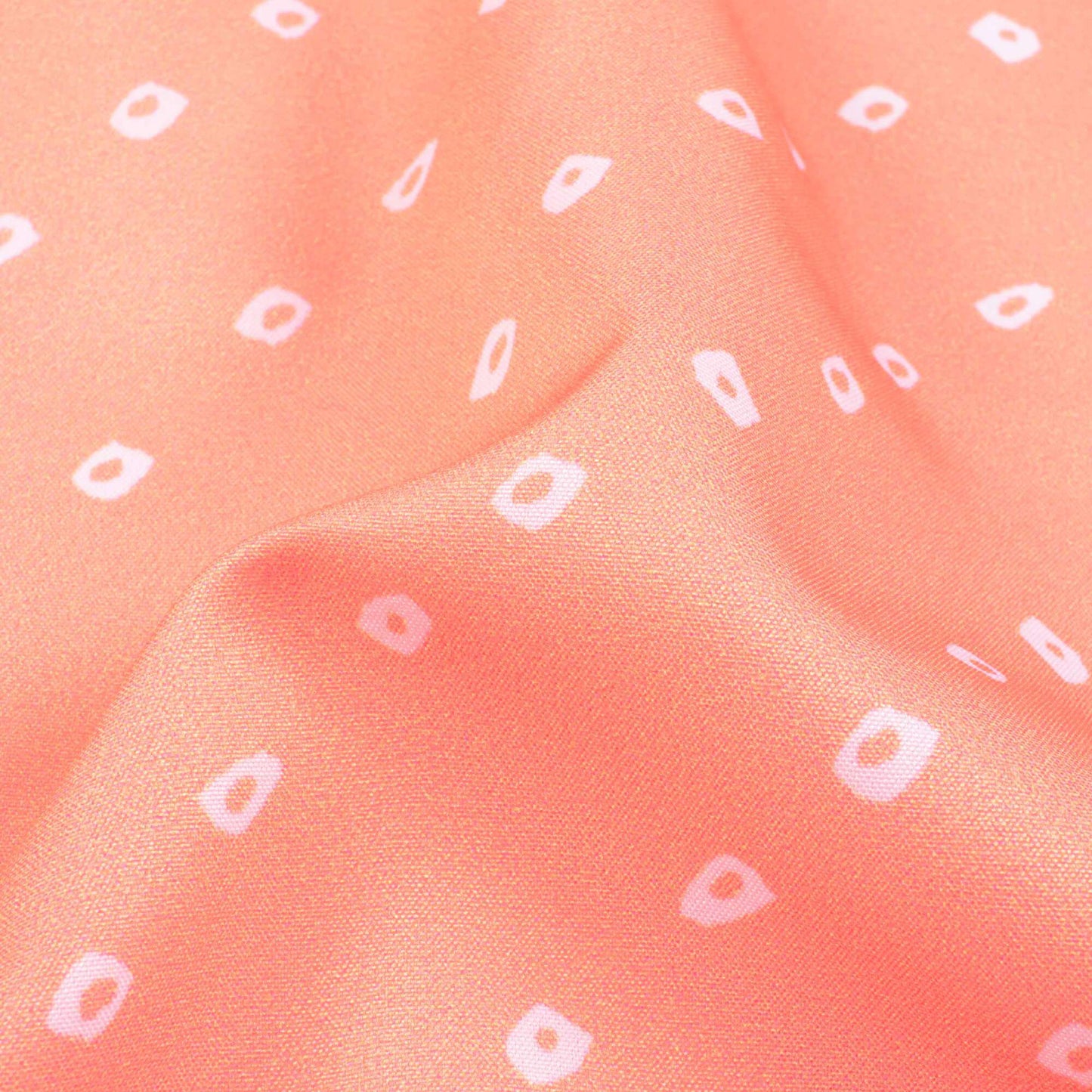 Peach And White Bandhani Pattern Digital Print Ultra Premium Butter Crepe Fabric - Fabcurate