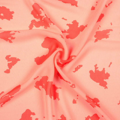 Peach And Red Abstract Pattern Digital Print Georgette Fabric - Fabcurate