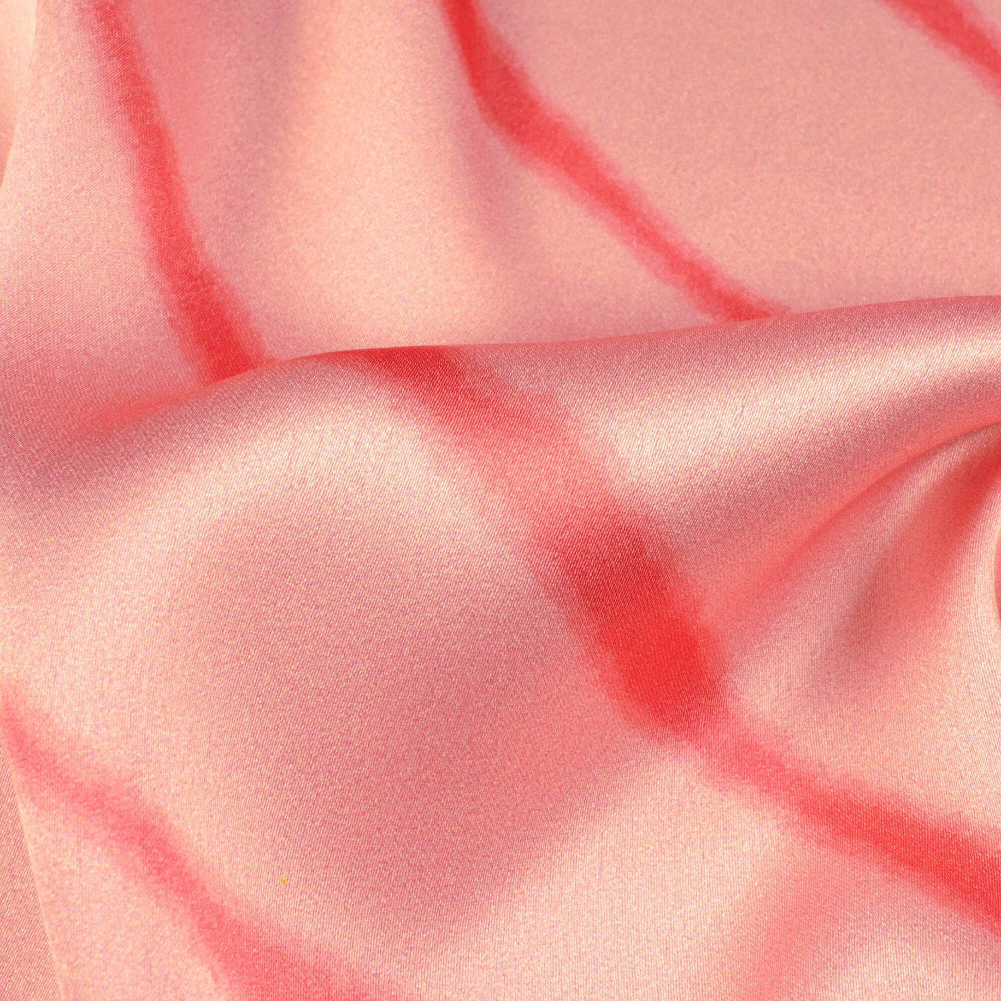 Peach And Blush Red Leheriya Pattern Digital Print Japan Satin Fabric - Fabcurate