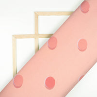 Peach Polka Dots Pattern Digital Print Japan Satin Fabric - Fabcurate
