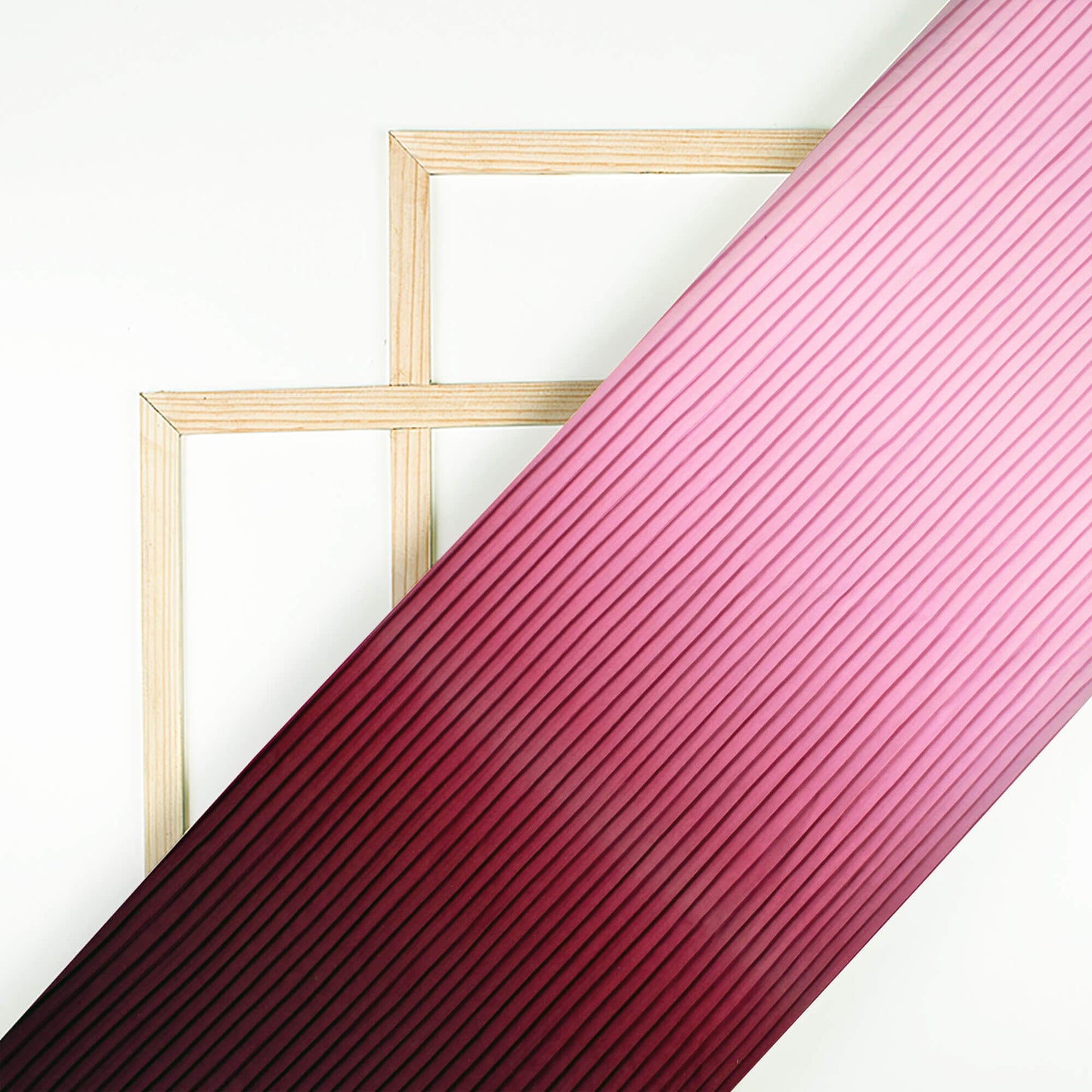 Maroon And Taffy Pink Ombre Pattern Digital Print Ultra Premium Butter Crepe Pleated Fabric - Fabcurate