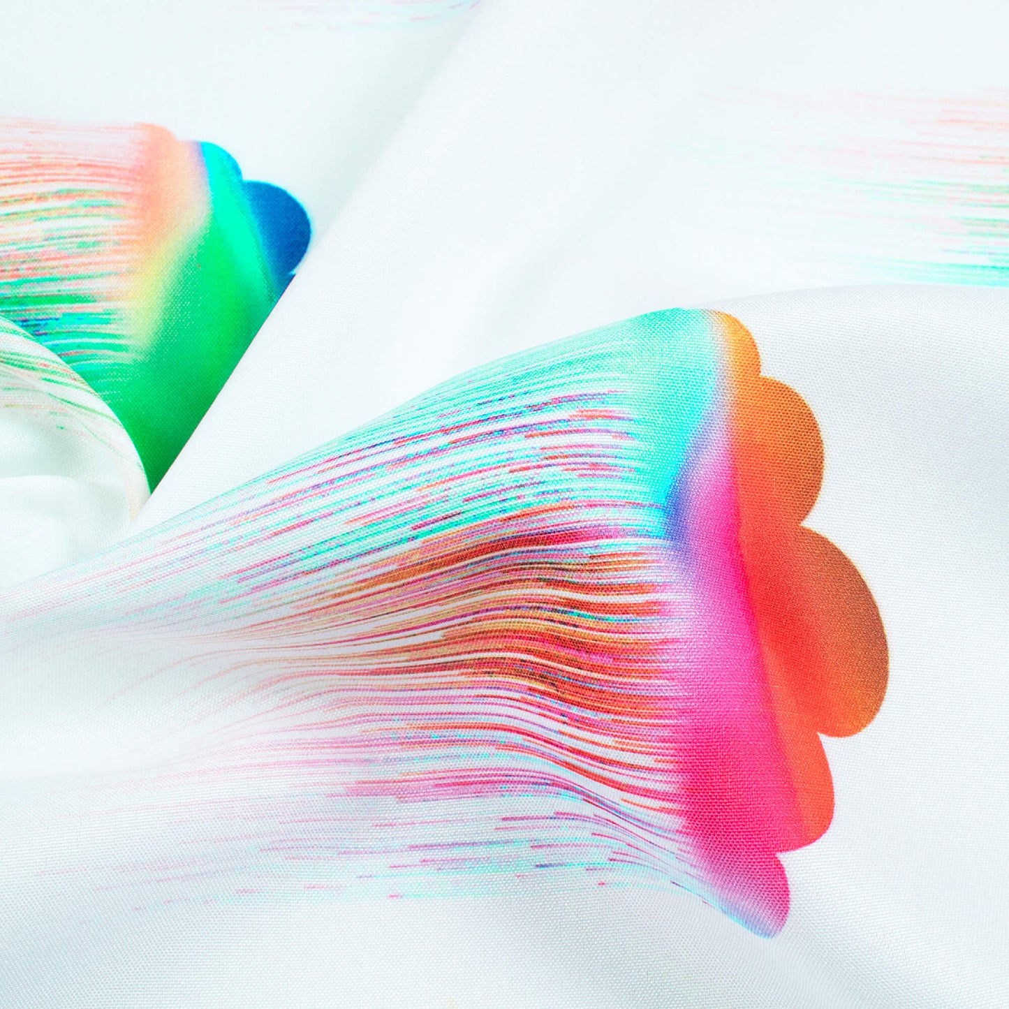 White And Green Holi Pattern Digital Print Ultra Premium Butter Crepe Fabric - Fabcurate