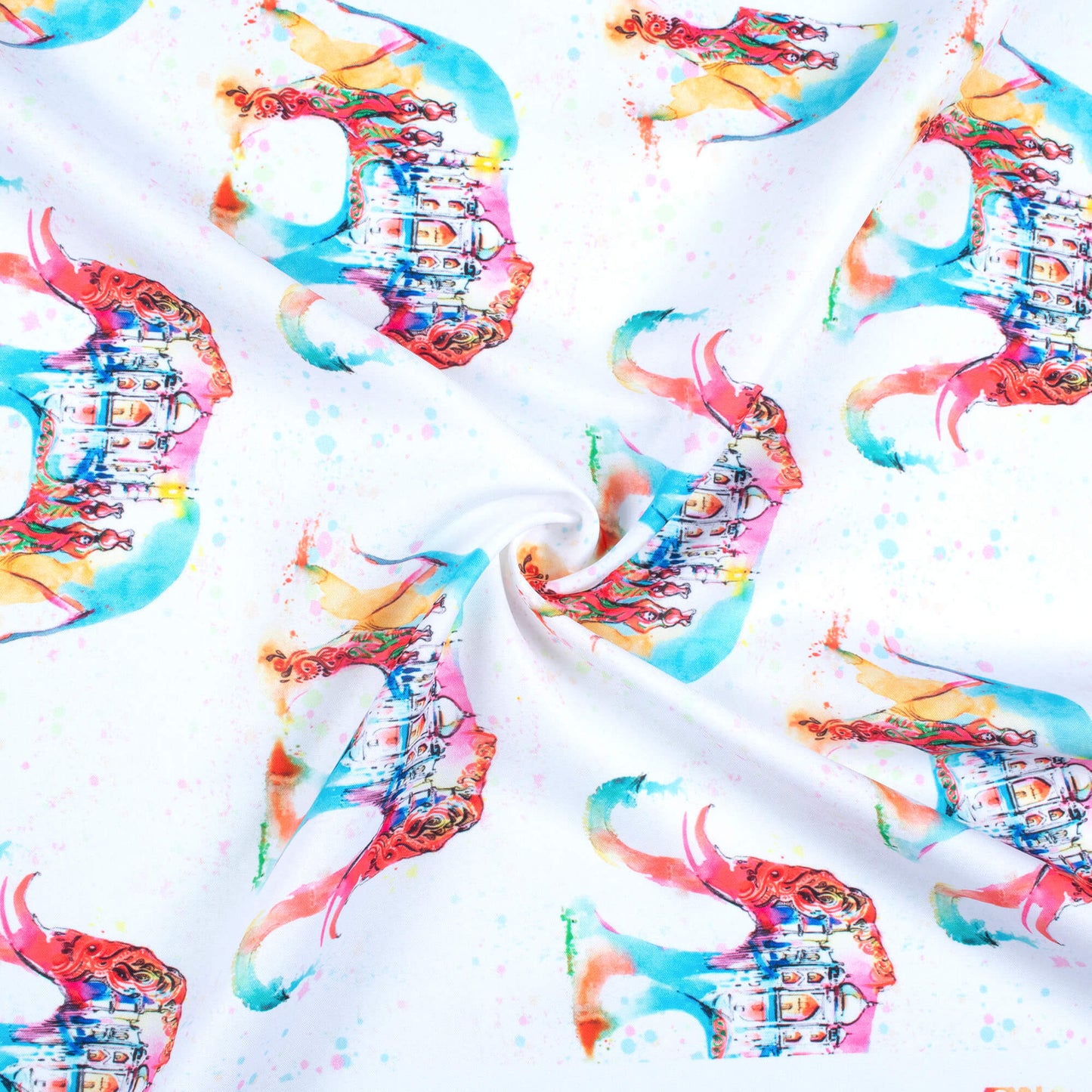 Multi-Color Holi Pattern Digital Print Ultra Premium Butter Crepe Fabric - Fabcurate