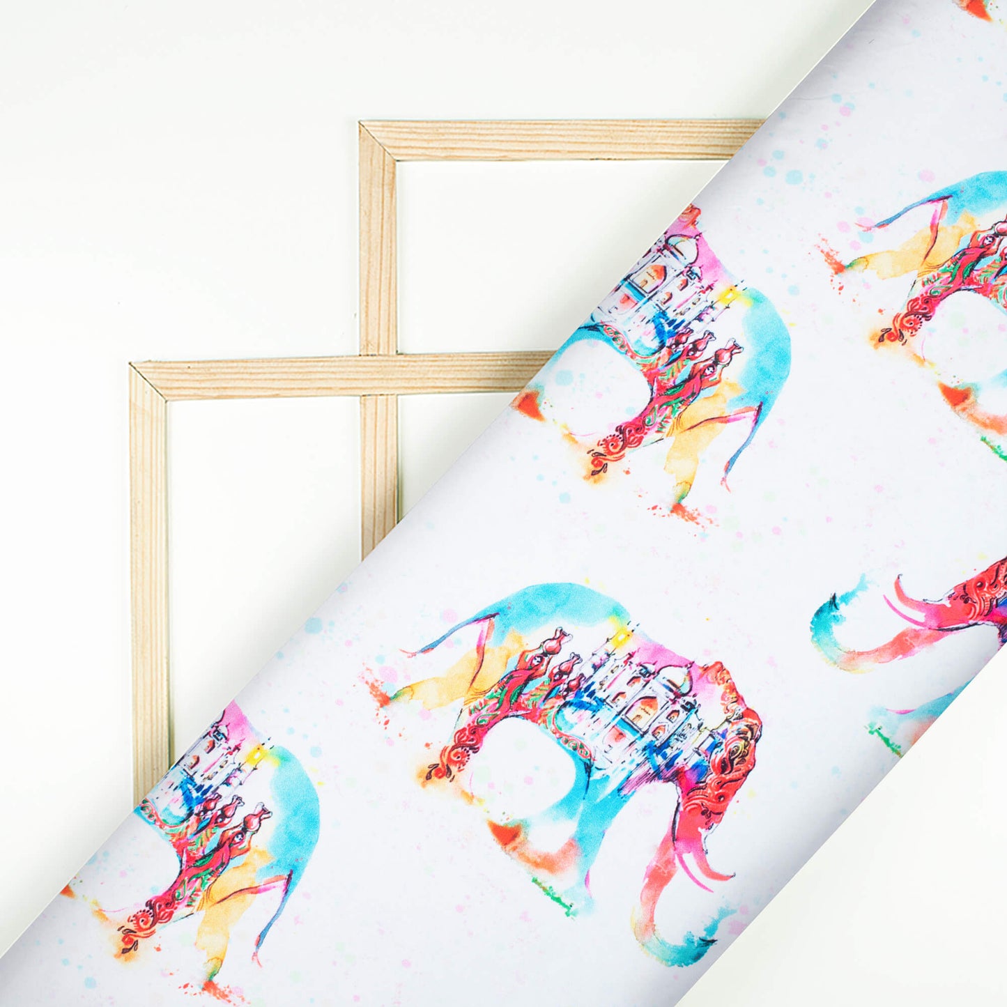 Multi-Color Holi Pattern Digital Print Ultra Premium Butter Crepe Fabric - Fabcurate