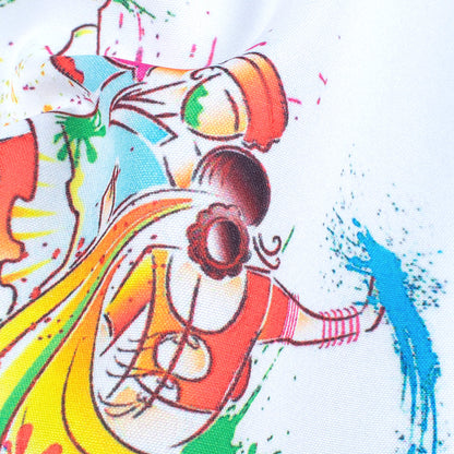 White And Yellow Holi Pattern Digital Print Ultra Premium Butter Crepe Fabric - Fabcurate