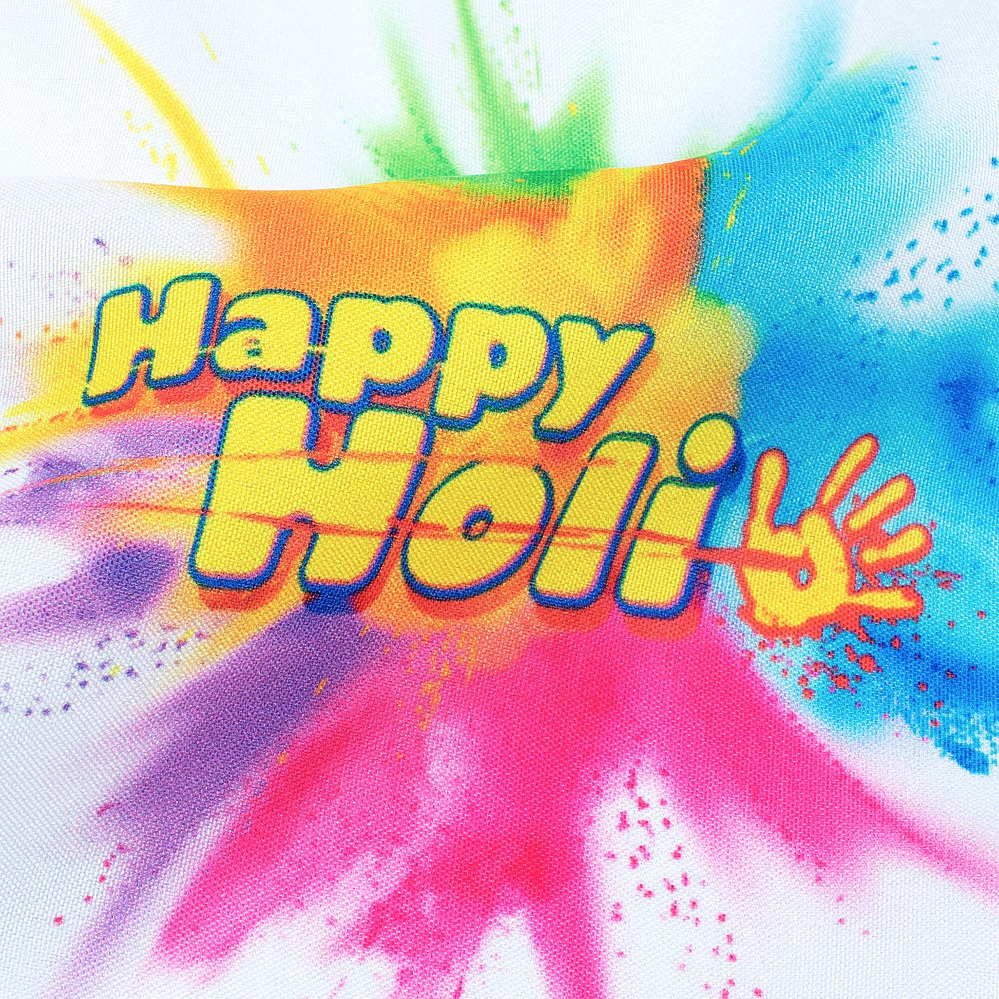 White And Yellow Holi Pattern Digital Print Ultra Premium Butter Crepe Fabric - Fabcurate