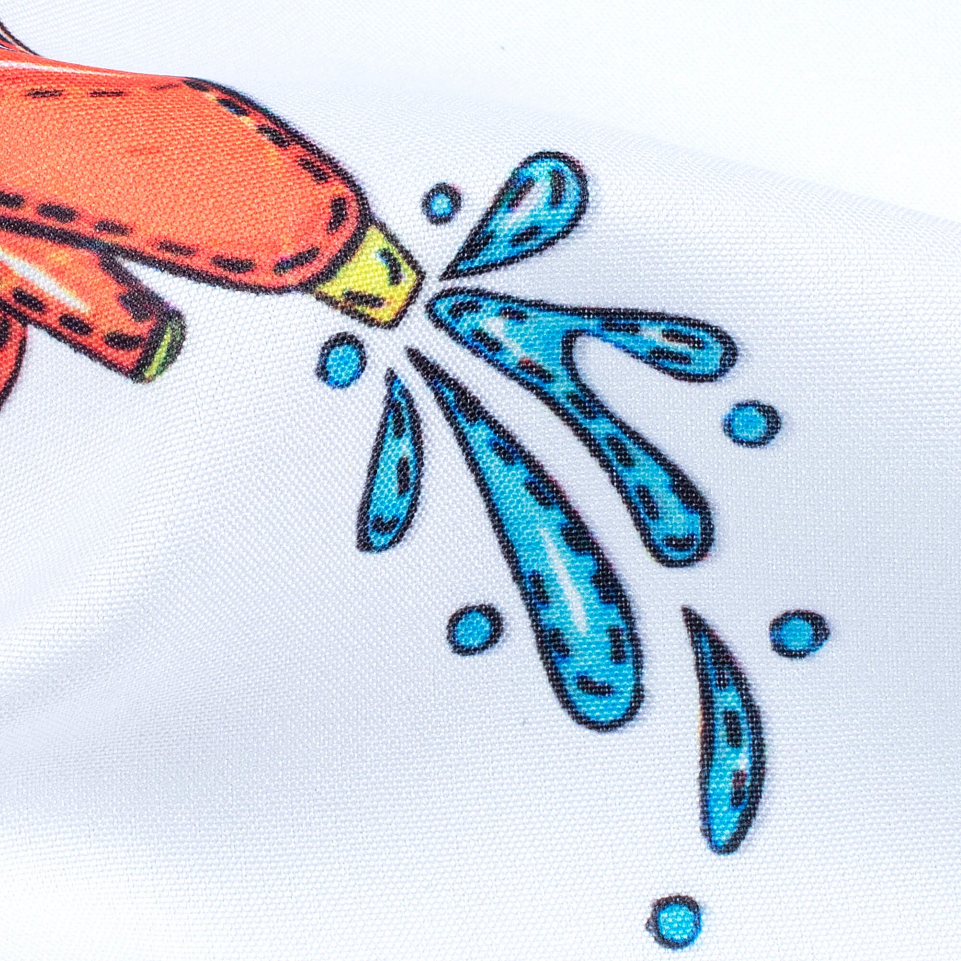 White And Squash Orange Holi Pattern Digital Print Ultra Premium Butter Crepe Fabric - Fabcurate