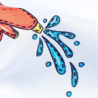 White And Squash Orange Holi Pattern Digital Print Ultra Premium Butter Crepe Fabric - Fabcurate