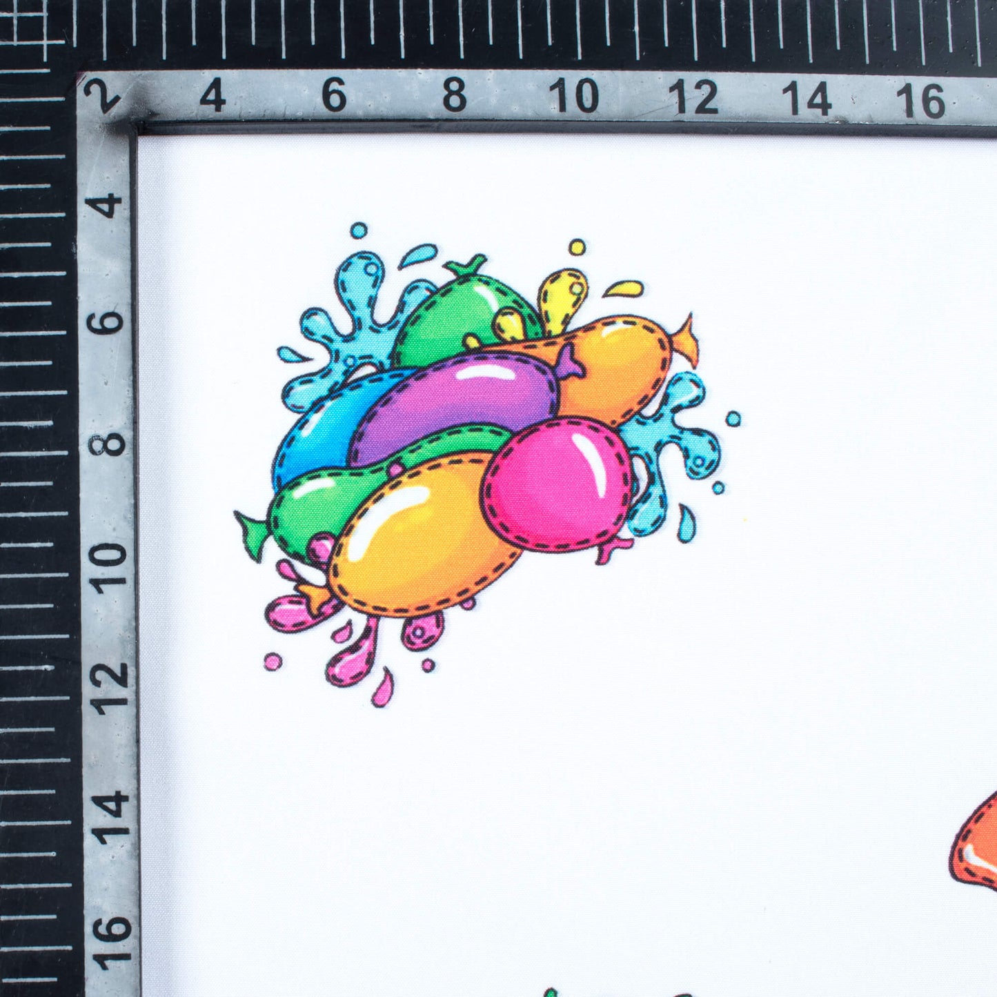 White And Squash Orange Holi Pattern Digital Print Ultra Premium Butter Crepe Fabric - Fabcurate