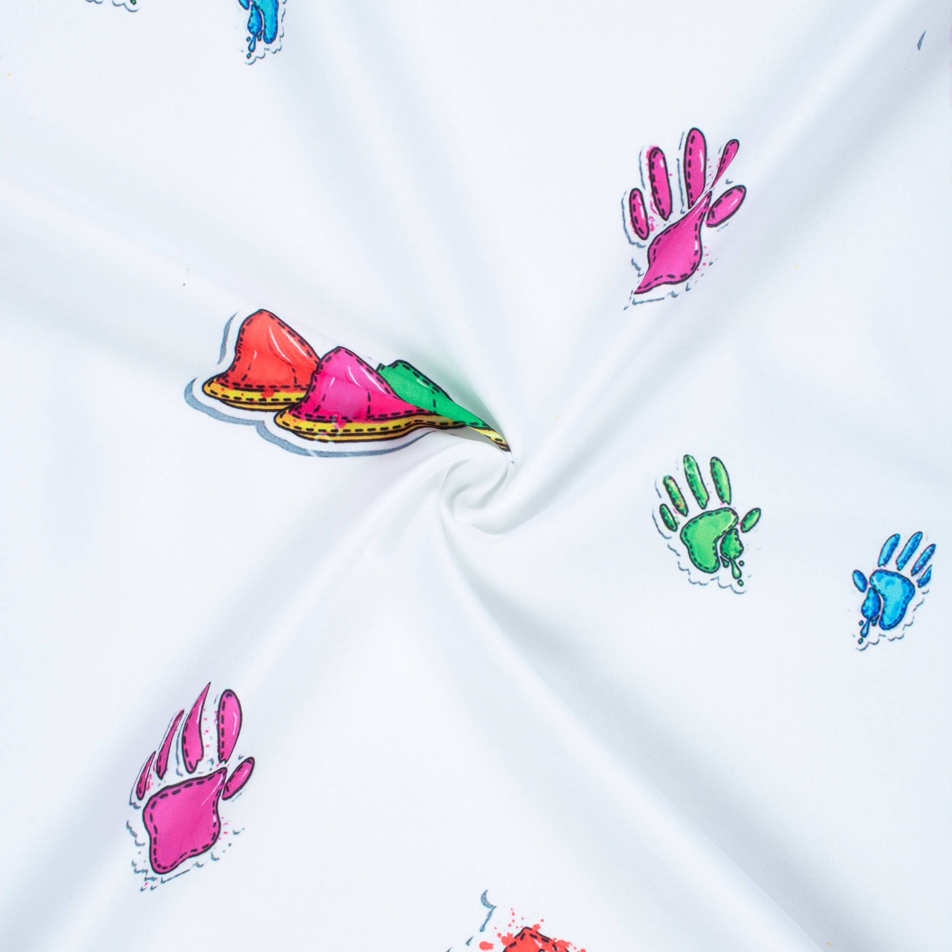 White And Magenta Pink Holi Pattern Digital Print Ultra Premium Butter Crepe Fabric - Fabcurate