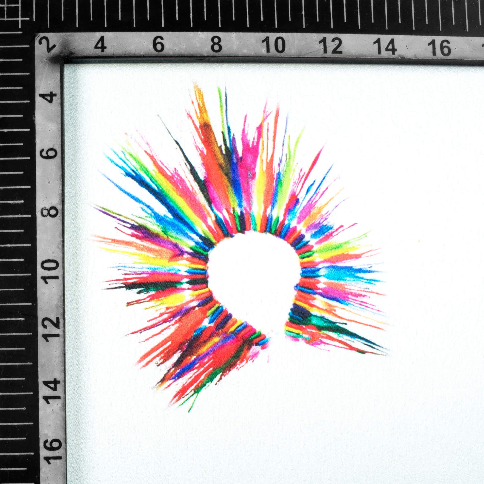 White And Red Holi Pattern Digital Print Japan Satin Fabric - Fabcurate