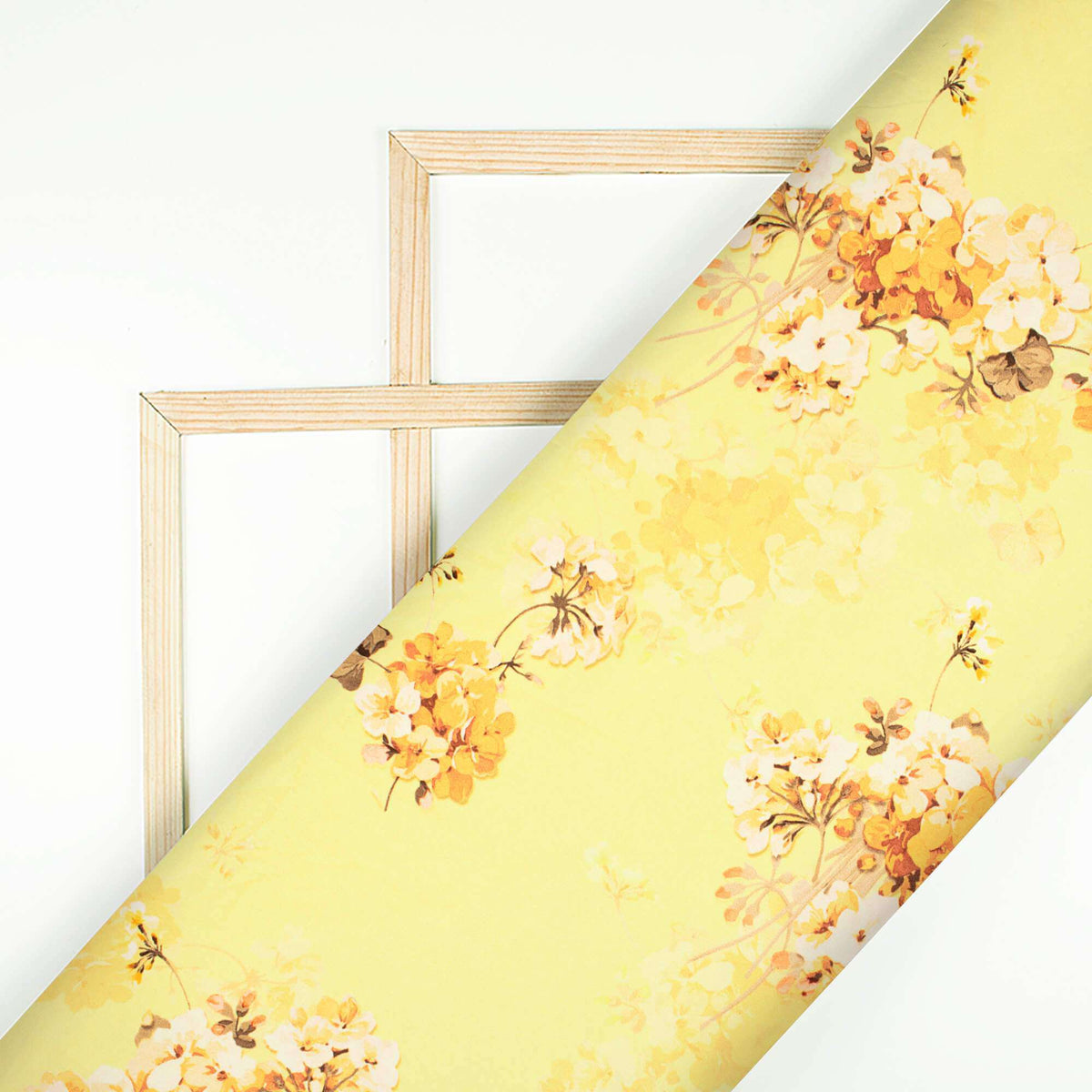 Mellow Yellow And Salmon Peach Floral Pattern Digital Print Ultra Premium Butter Crepe Fabric