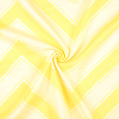 Mellow Yellow And Off White Chevron Pattern Digital Print Ultra Premium Butter Crepe Fabric