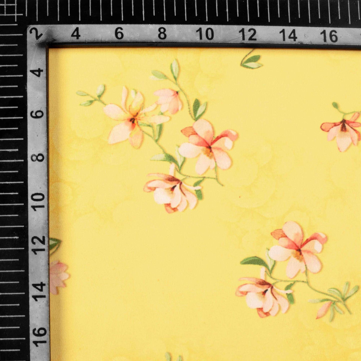 Mellow Yellow And White Floral Pattern Digital Print Georgette Fabric