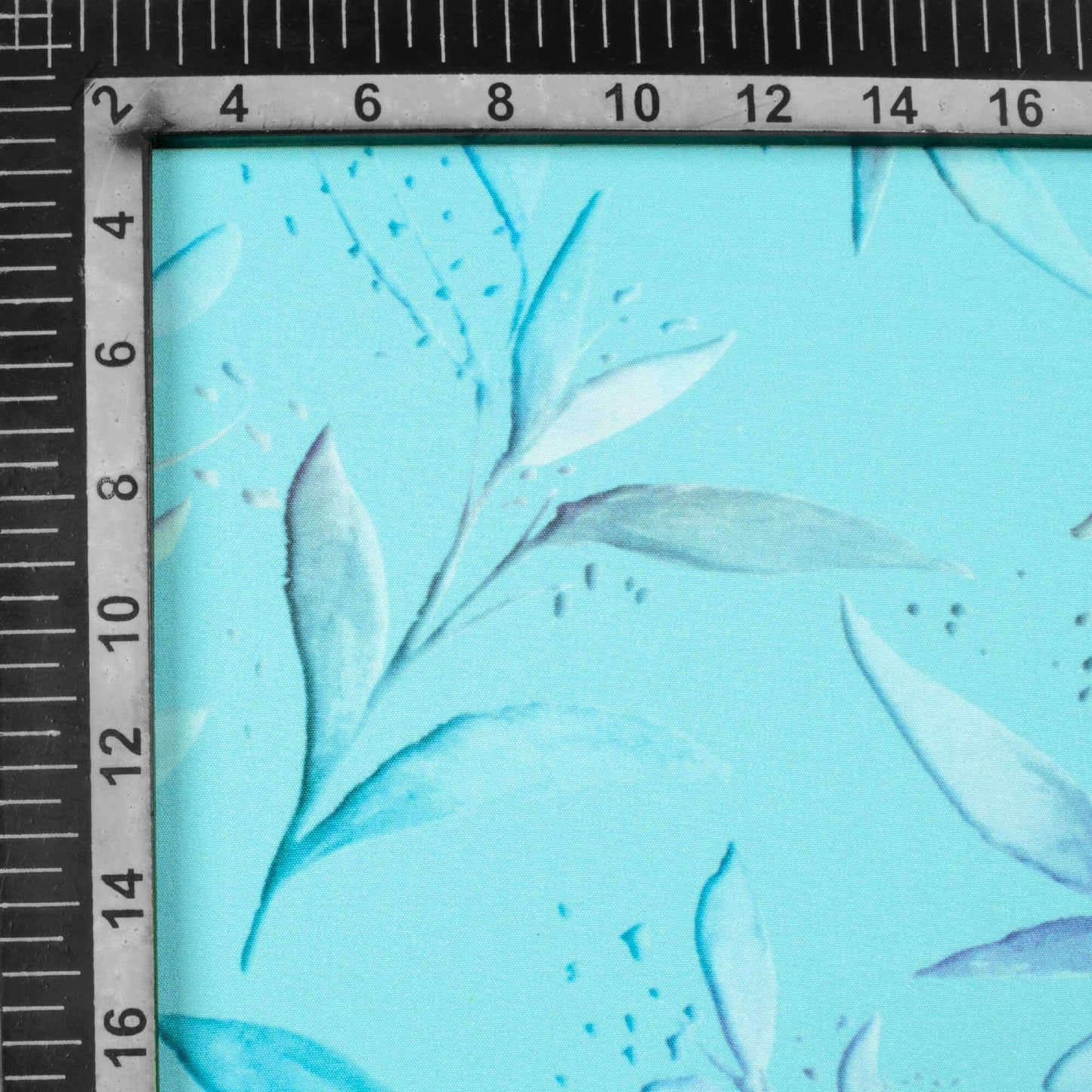Sky Blue And Lavender Purple Leaf Pattern Digital Print Ultra Premium Butter Crepe Fabric