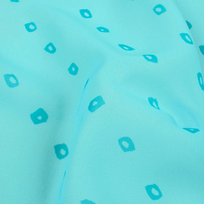 Sky Blue Bandhanii Pattern Digital Print Georgette Fabric