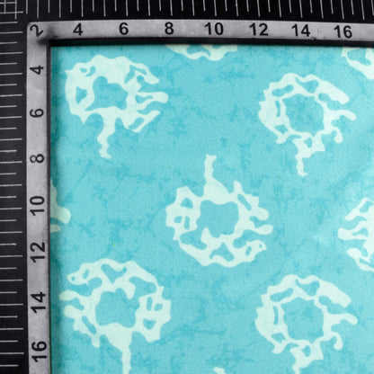 Sky Blue And White Floral Pattern Digital Print Japan Satin Fabric