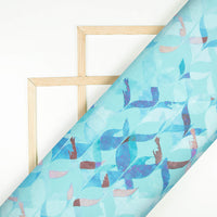 Sky Blue And Pink Trellis Pattern Digital Print Japan Satin Fabric