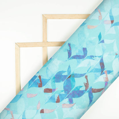 Sky Blue And Pink Trellis Pattern Digital Print Japan Satin Fabric