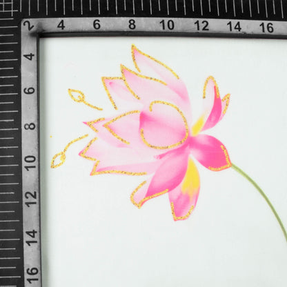 White And Rose Pink Floral Pattern Hand Paint Effect Digital Print Organza Satin Fabric