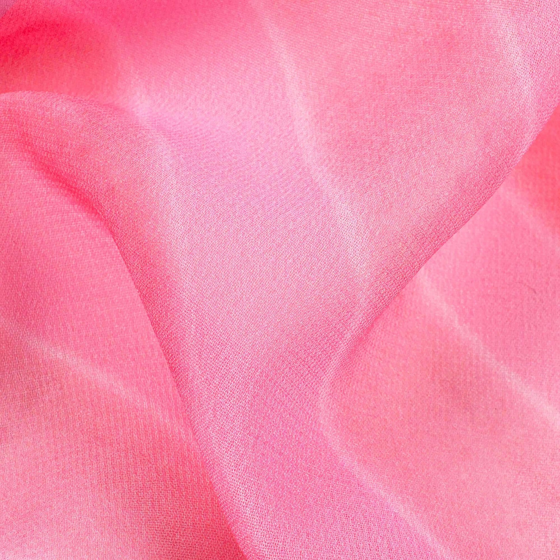 Salmon Pink Stripes Pattern Digital Print Georgette Fabric - Fabcurate