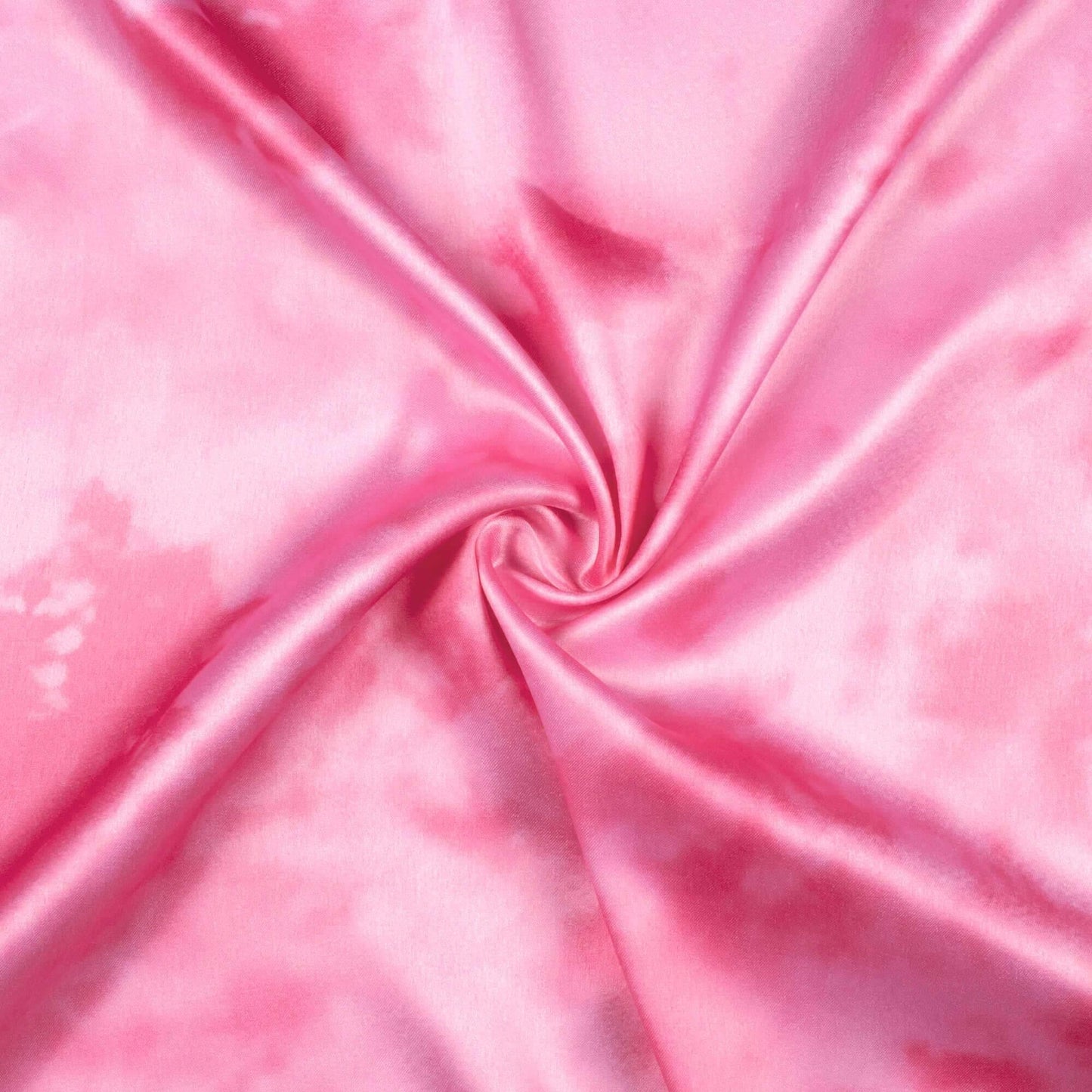 Salmon Pink Tie & Dye Pattern Digital Print Japan Satin Fabric - Fabcurate